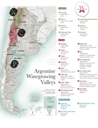 Argentina, Map, wine regions